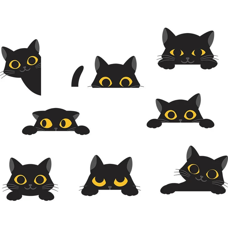 1 Sheet Cute Cartoon Black Kitten Wall Stickers