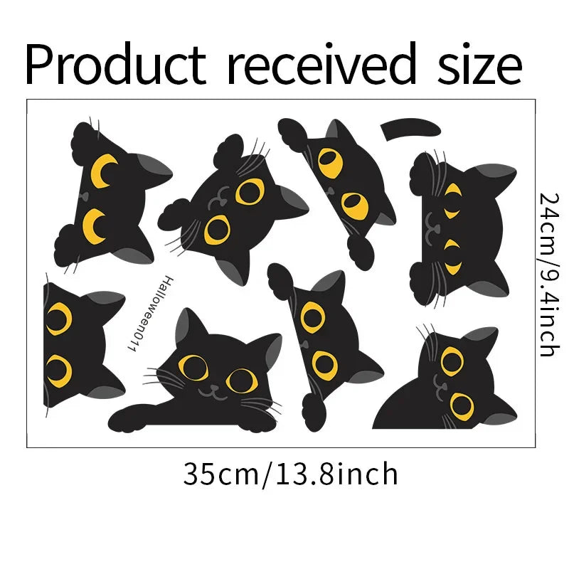 1 Sheet Cute Cartoon Black Kitten Wall Stickers